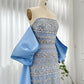 Vintage Glänzendes, perlenbesetztes, trägerloses Etuikleid im Cape-Design, langes Ballkleid, Abendkleid, DP6535