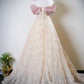 A-Line Off Shoulder Tulle Lace Champagne Long Prom Dress, Champagne Long Formal Dress MD057