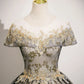 A-Line Tulle Lace Gray Long Prom Dress, Gray Long Evening Dress MD058
