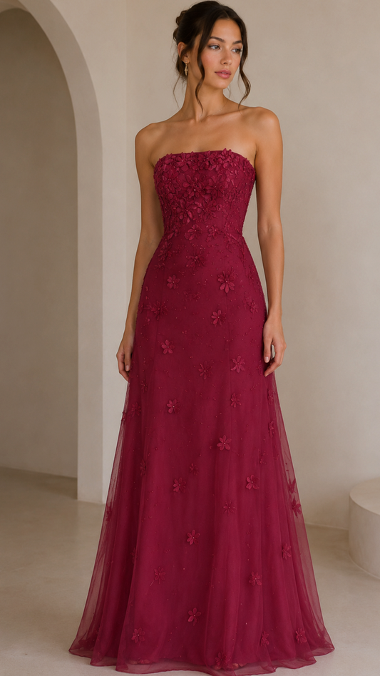 Elegant Red Off-the-Shoulder Prom Dress Tulle Evening Dress A-line Party Dress , MD065