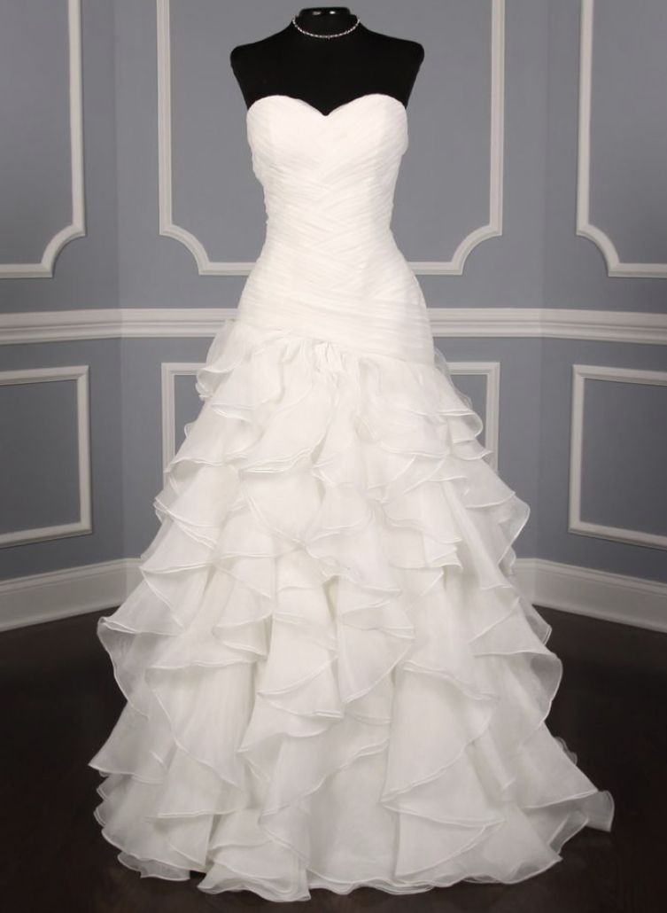 Elegant Sweetheart White A-line Wedding Dress Ruffled Tiered Bridal Gown MD073