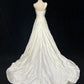 Elegant One-the-Shoulder White A-line Backless Prom Dress Taffta Sequin Evening Dress MD080