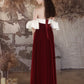 A-Line Velvet Burgundy Long Prom Dress, Burgundy Long Formal Dress MD093