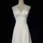 A-Line Halter Neck Chiffon Wedding Dress Embroidery Long Prom Dress with Train MD097