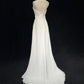 A-Line Halter Neck Chiffon Wedding Dress Embroidery Long Prom Dress with Train MD097