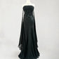 Elegant Strapless Black Sheath Prom Dress 3D floral appliqué Backless Evening Dress MD103