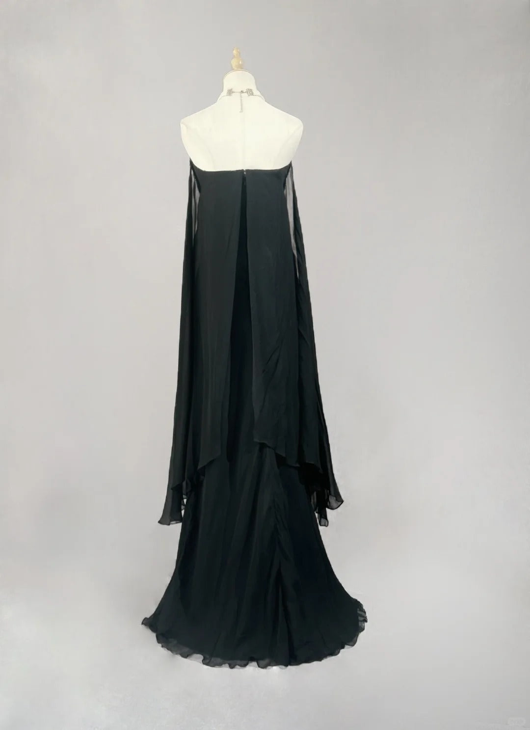 Elegant Strapless Black Sheath Prom Dress 3D floral appliqué Backless Evening Dress MD103
