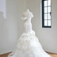 Ethereal Sheath Off-the-Shoulder Tulle White Long Wedding Dress, Pleated Prom Dress MD126