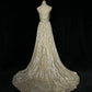 Ätherisches A-Linien-Abendkleid mit Herzausschnitt in Champagner, langes Abschlussballkleid MD137