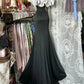 Elegant Mermaid Black Long Evening Dress Round Neck SatinProm Dress MD167