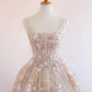 A-Line Lace Champagne Long Prom Dress, Champagne Long Evening Dress MD209
