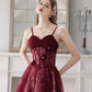 A-Line Tulle Lace Burgundy Long Prom Dress, Burgundy Long Formal Dress MD210