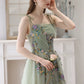 A-Line Tulle Lace Green Long Prom Dress, Green Long Formal Dress MD211