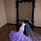 Elegant Mermaid Purple Spaghetti Straps Long Evening Dress 3D fabric flower Prom Dress MD228