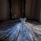 Dreamy Ball Gown Gray Off-the-Shoulder Long Evening Dress Tulle Beaded Prom Dress MD230