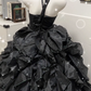 Elegant Ball Gown Black Off-the-Shoulder Long Evening Dress Tulle Ruffled Prom Dress MD232