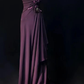 Elegant Sheath Purple 3D fabric flower Asymmetrical Neck Long Evening Dress Satin Prom Dress MD233