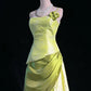 Elegant Sheath Green One-the-Shoulder Long Evening Dress Satin Prom Dress MD236
