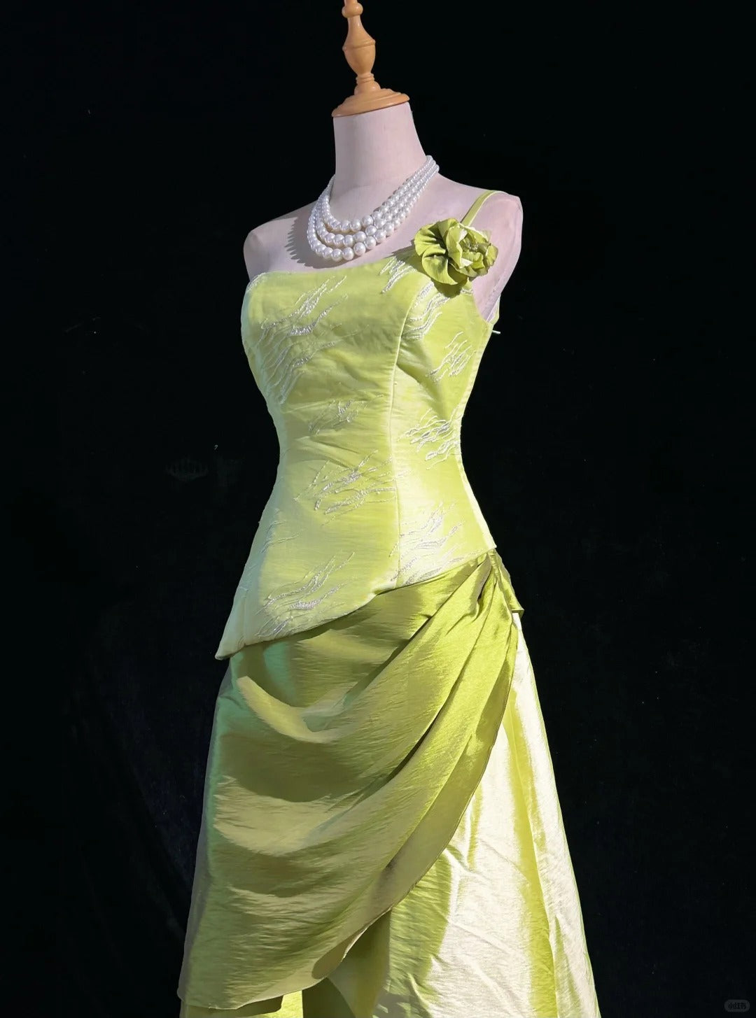 Elegant Sheath Green One-the-Shoulder Long Evening Dress Satin Prom Dress MD236