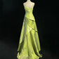Elegant Sheath Green One-the-Shoulder Long Evening Dress Satin Prom Dress MD236