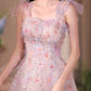 A-Line Sweetheart Neck Tulle Lace Pink Long Prom Dress, Pink Long Formal Dress MD241