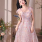 A-Line Sweetheart Neck Tulle Lace Pink Long Prom Dress, Pink Long Formal Dress MD241