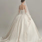 Elegant Ball Gown Long Wedding Dress V Neck Satin White Prom Dress MD244