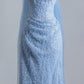 Ethereal Sheath Blue Spaghetti Straps Long Evening Dress Lace Beaded Prom Dress MD250