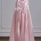 Ethereal A-line Pink Off-the-Shoulder Long Evening Dress Organza Prom Dress MD251