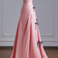 Ethereal A-line Pink Off-the-Shoulder Long Evening Dress Satin Prom Dress MD252