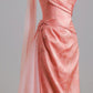 Ethereal Sheath Pink Off-the-Shoulder Long Evening Dress Satin Prom Dress MD253