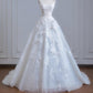 Elegant Ball Gown Long Wedding Dress Off-the-Shoulder Lace White Prom Dress MD256