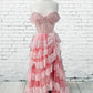 Elegant A-line Off-the-Shoulder Lace Purple Long Evening Dress Cascade Lace Prom Dress MD258
