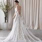 Elegant Sheath Sweetheart Long Wedding Dress Lace White Prom Dress MD285