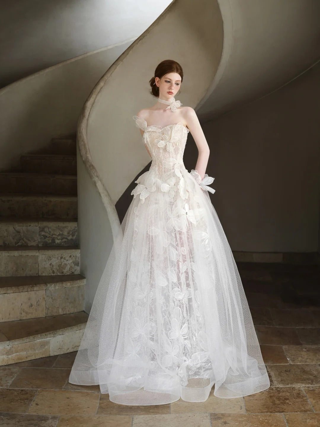 Elegant A-line Off-the-Shoulder Long Wedding Dress Lace White Prom Dress MD286