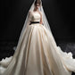 Elegant Ball Gown Off-the-Shoulder Long Wedding Dress Satin White Prom Dress MD292