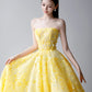 Energetic A-line Off-the-Shoulder Yellow Long Evening Dress Sequins Tulle Prom Dress MD294