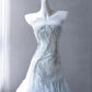 Dreamy Mermaid Off-the-Shoulder Blue Long Evening Dress Beaded Tulle Prom Dress MD295