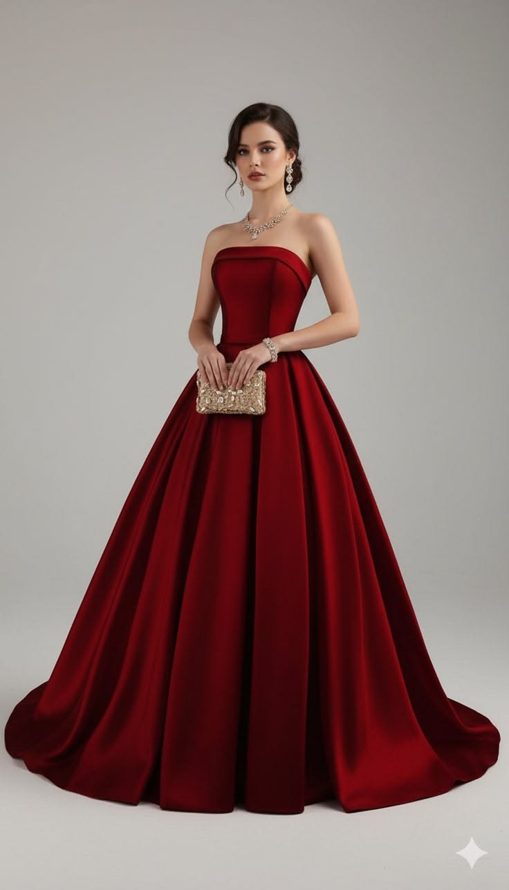 Elegant A-line Off-the-Shoulder Red Long Evening Dress Satin Prom Dress MD324