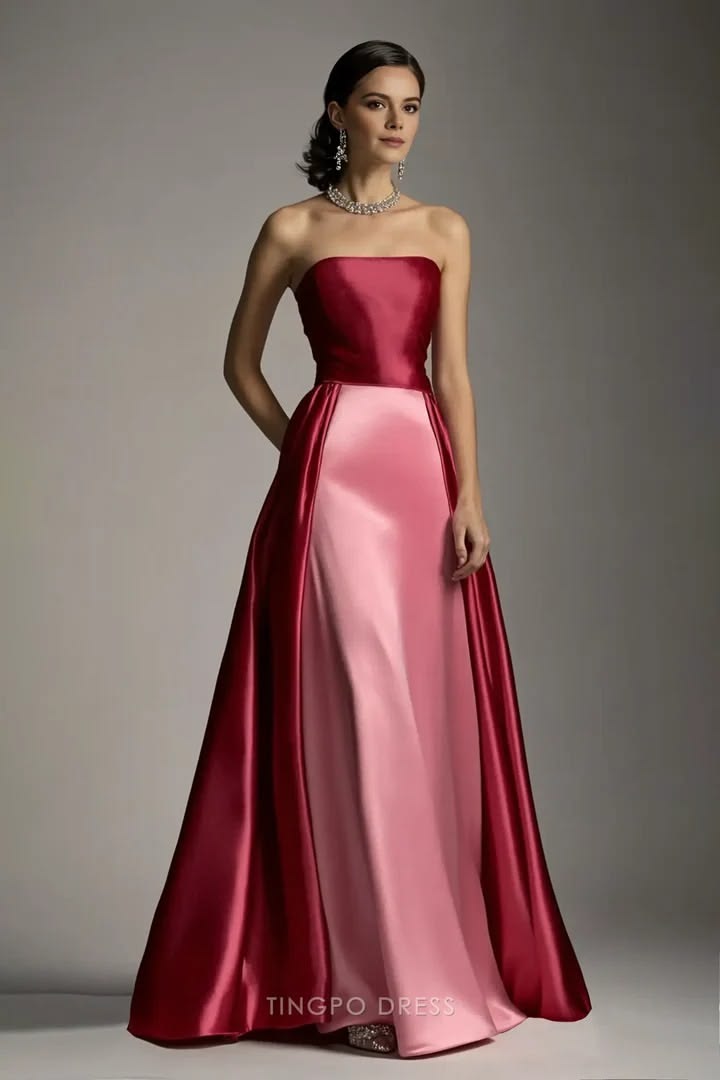 Elegant A-line Off-the-Shoulder Red Long Evening Dress Satin Prom Dress MD328