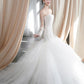 Elegant Mermaid Sweetheat Long Wedding Dress Tulle White Prom Dress MD336