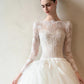 Elegant A-line Round Neck Long Wedding Dress Lace White Prom Dress MD337