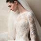 Elegant A-line Round Neck Long Wedding Dress Lace White Prom Dress MD337