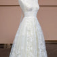 Elegant A-line Halter Neck Long Wedding Dress Lace White Prom Dress MD340