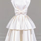 Elegant A-line Off-the-Shoulder Long Wedding Dress Satin White Prom Dress MD341