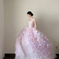 Elegant Ball Gown Off-the-Shoulder Purple Long Evening Dress 3D Appliqué Flowers Tulle Prom Dress MD350