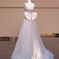 Elegant A-line Spaghetti Straps Pink Long Evening Dress Tulle Prom Dress MD351