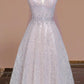 Elegant A-line V Neck Pink Long Evening Dress Beaded Tulle Prom Dress MD352
