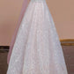 Elegant A-line V Neck Pink Long Evening Dress Beaded Tulle Prom Dress MD352