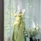 Beautiful A-line Halter Neck Green Evening Dress Satin Prom Dress MD367